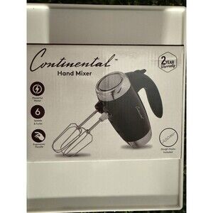 Continental 5-Speed Electric Hand Mixer, 150W with Chrome Beaters, Black